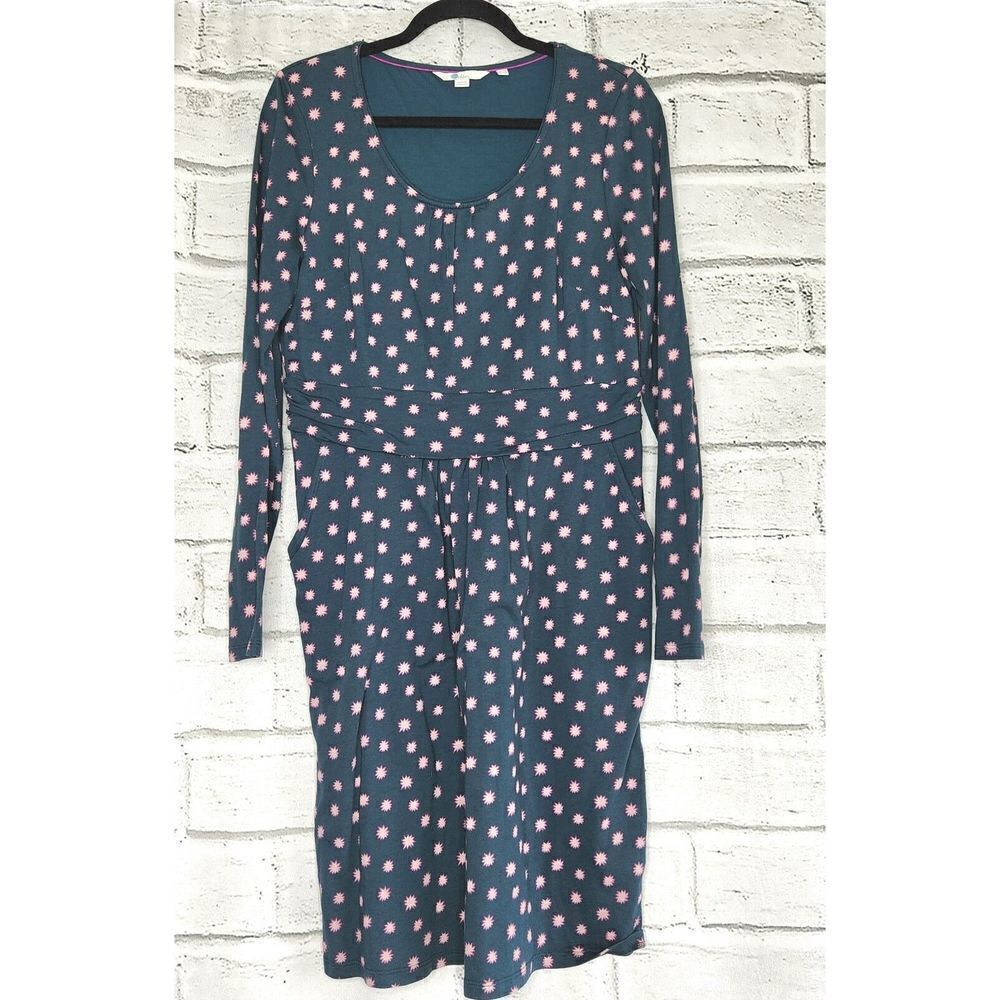 BODEN Mabel Women's Jersey Knit Bud Floral Knee Length Long Sleeve Size 12R